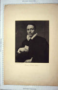 Original Old Antique Print Giovanni Battista Black Coat