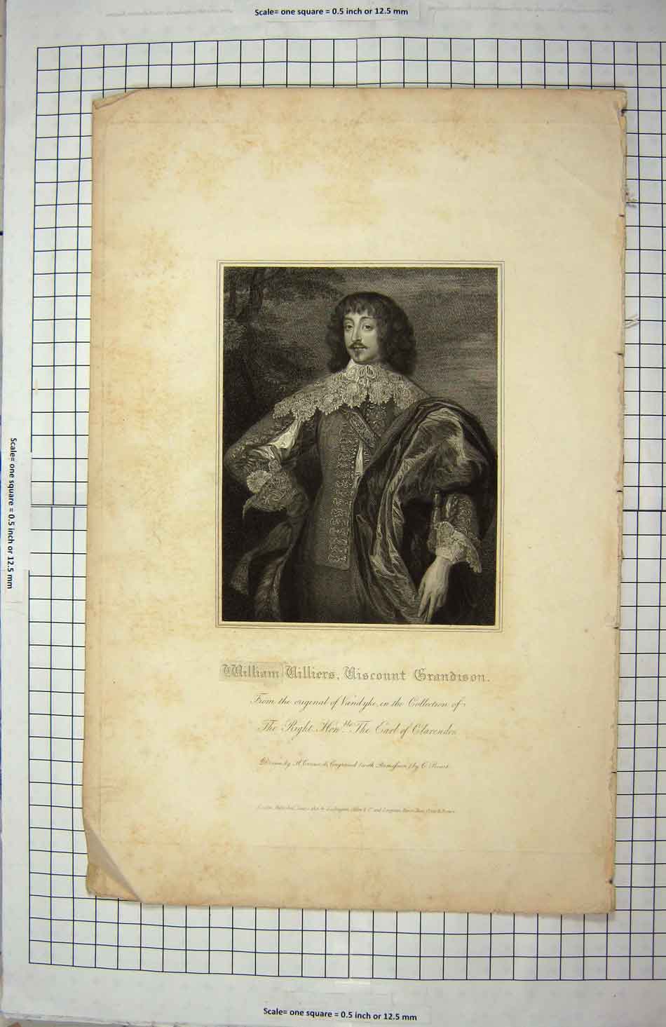 Original Old Antique Print William Villiers Viscount Grandison