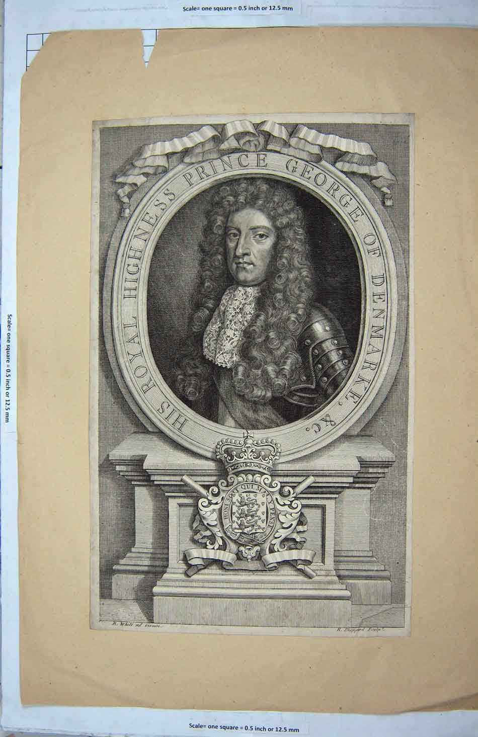Original Old Antique Print Prince George Denmark Royal Higness