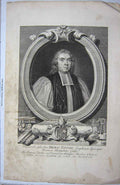 Original Old Antique Print Thomas Tanner Frame Bishop Libraries