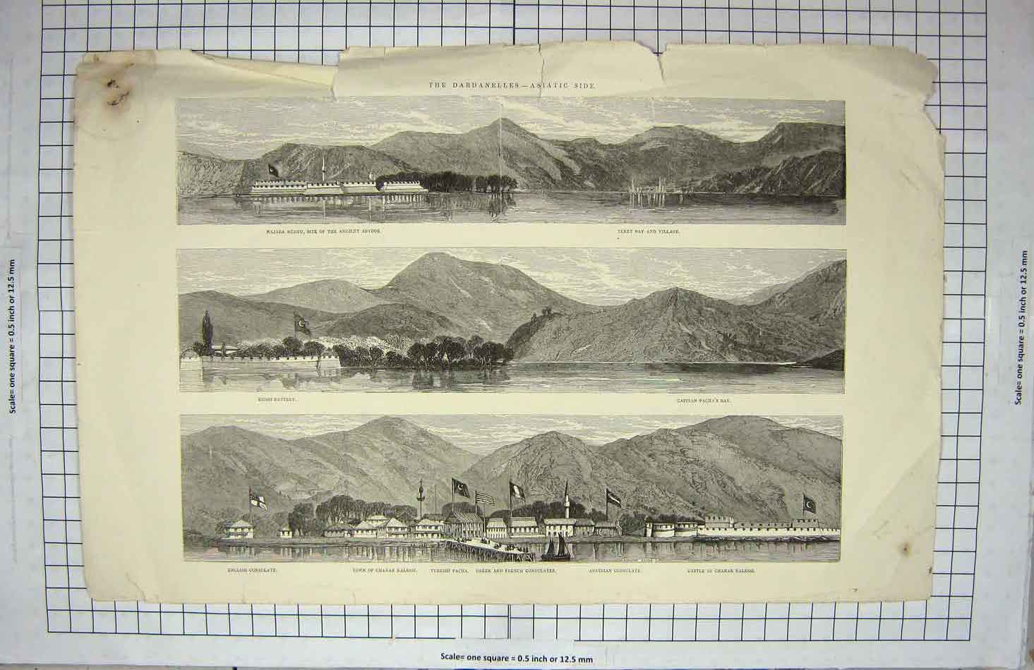 Original Old Antique Print The Dardenelles European Countries