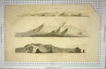 Original Old Antique Print Entrance Awatska Bay Kamtschatka