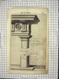 Original Old Antique Print With The Modern Stone Pillar Roman Design