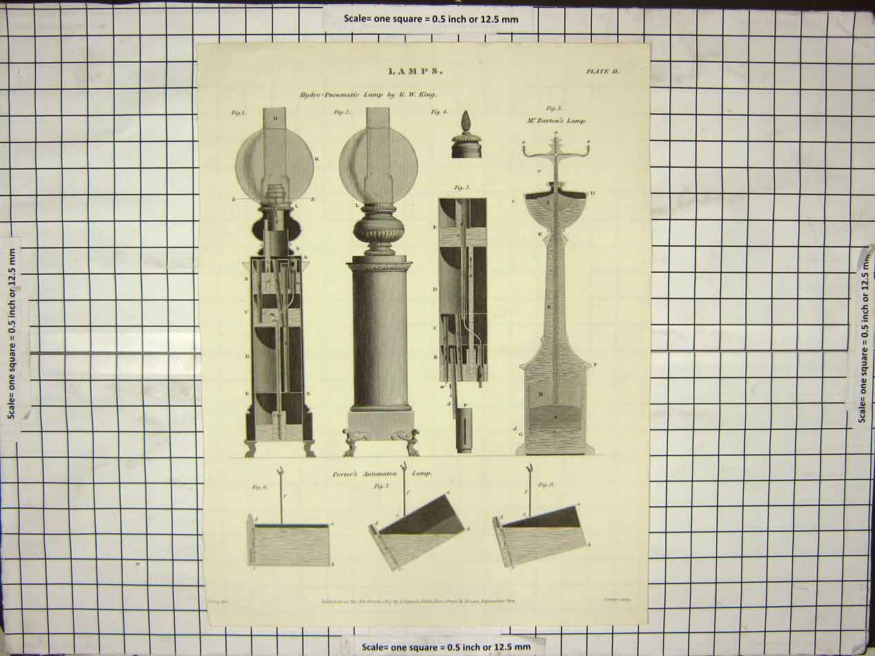 Original Old Antique Print Lamps W Lowry Hydro Pneymatic Lamp