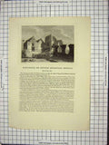 Original Old Antique Print Estacre Monastery Norfolk England Plate