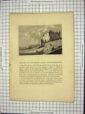 Original Old Antique Print Gate Tynemouth Castle Northumberland