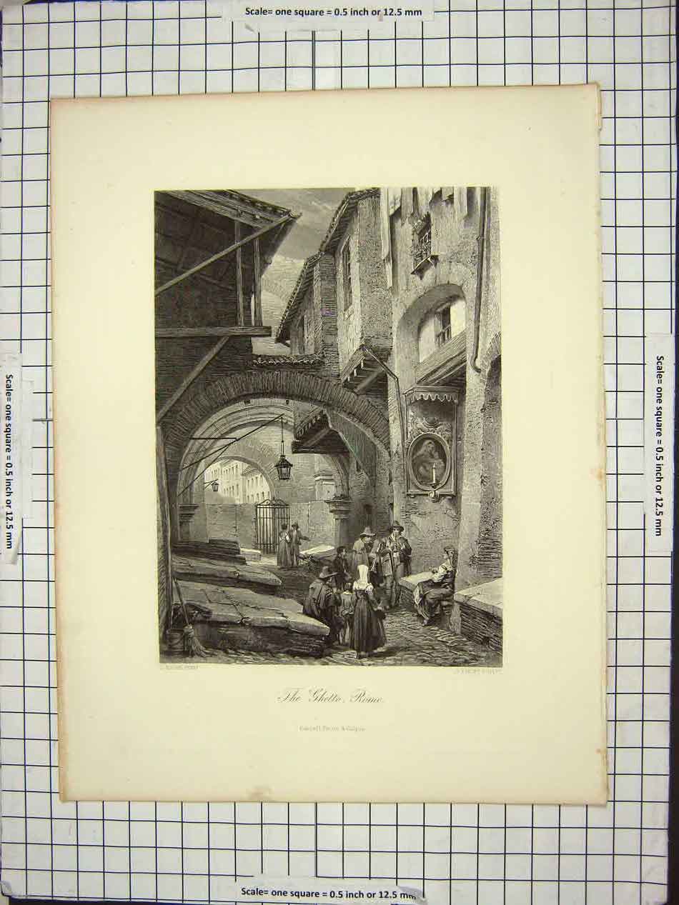 Original Old Antique Print Art Journal The Ghetto Rome Italy