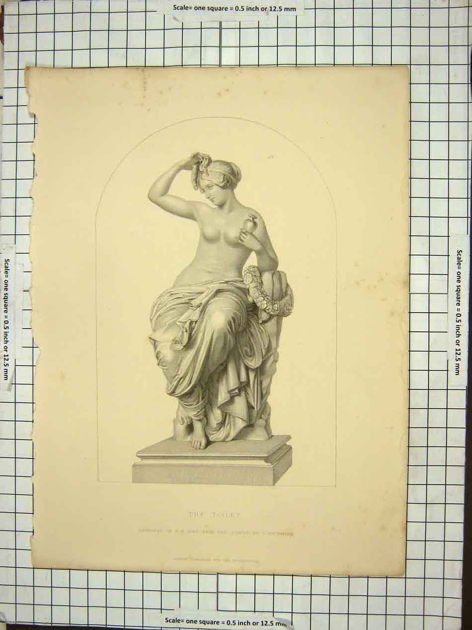 Original Old Antique Print The Toilet Statue L Wichmann