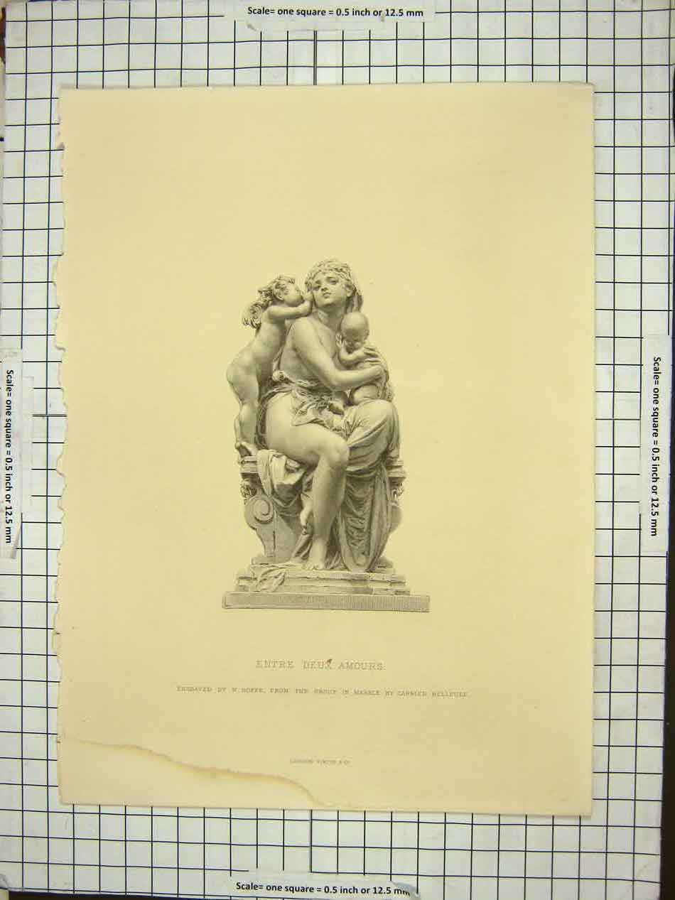 Original Old Antique Print Entre Deux Amours Garrier Belleuse