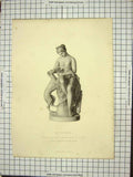 Original Old Antique Print The Huntress Statue R. J. Wyatt