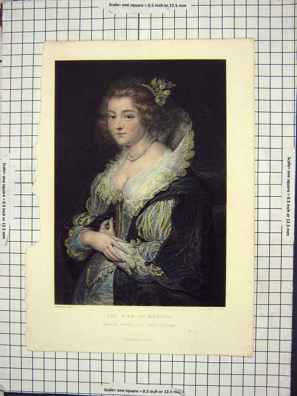 Original Old Antique Print The Wife Rubens Royal Collection