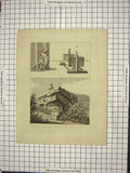 Original Old Antique Print Man At Arms Giant Rock English