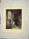 Original Old Antique Print Selim And Zuleika Turkish H. Andrew