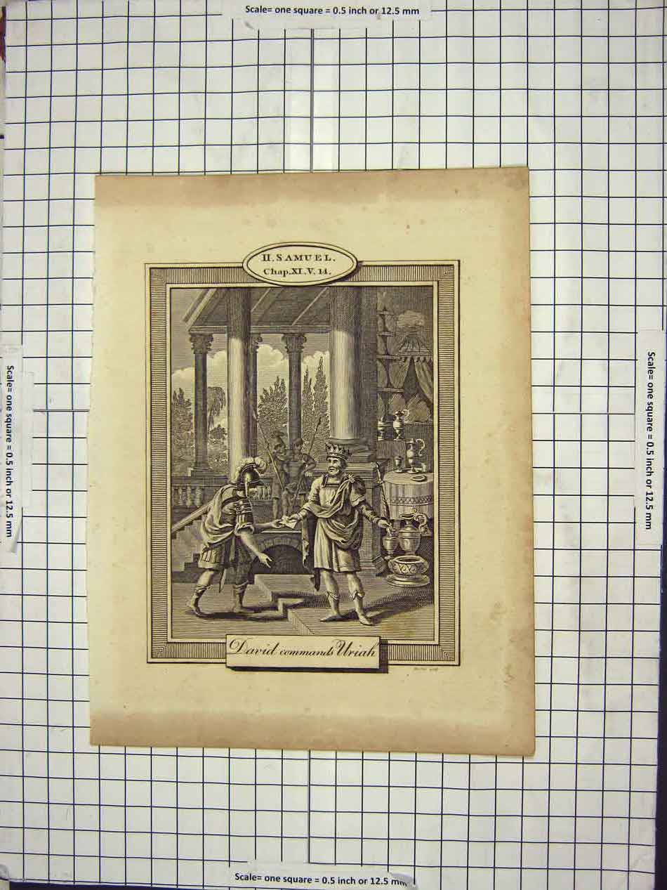 Original Old Antique Print Ii Samuel. Chap Xi. V.14 David Commands Uriah