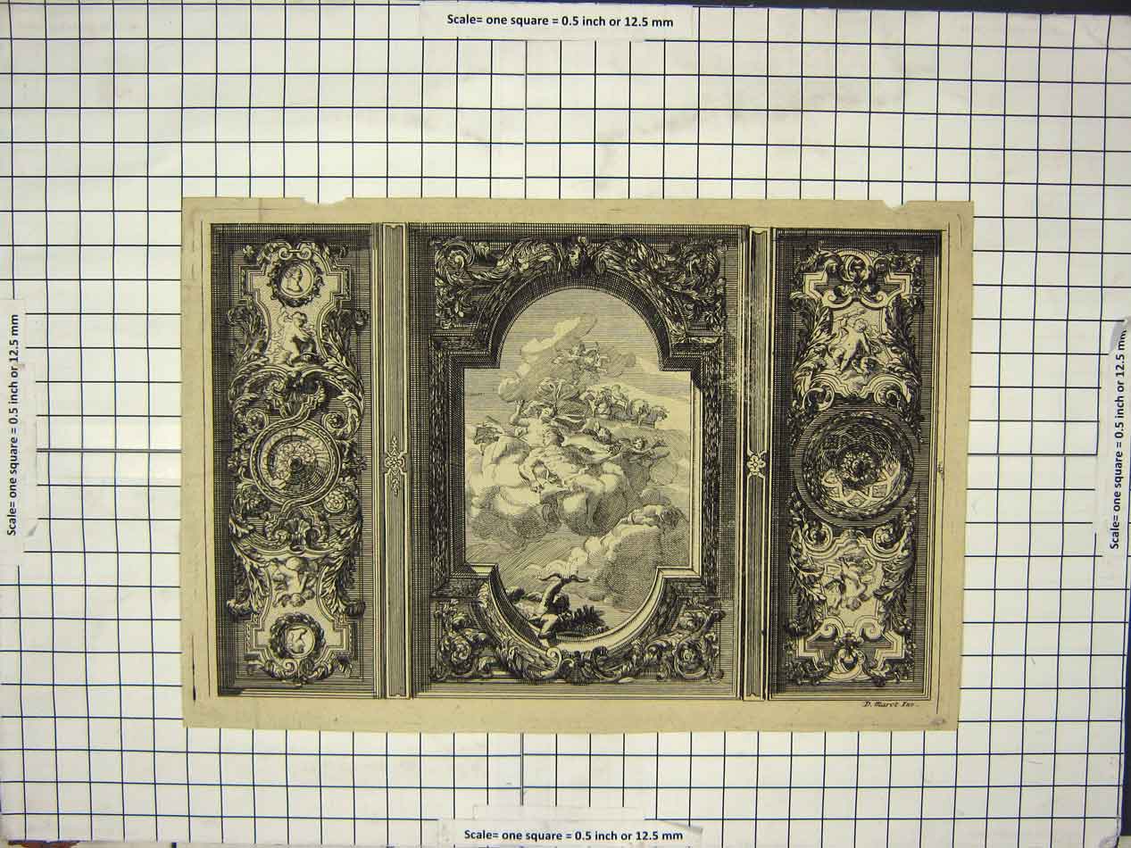 Original Old Antique Print Angels Bows Architecture Clouds Heaven 1857 19th