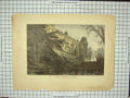 Original Old Antique Print Warwick Castle From The West Trees 19th