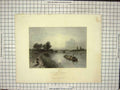 Original Old Antique Print River Trent Near Wichnor House Boat