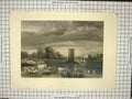 Original Old Antique Print De Tabley Park From Vernon Gallery Sheep