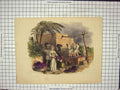 Original Old Antique Print Grapes Creating Wine Trees Men Child