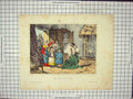 Original Old Antique Print Une Visite Au Village House Colour