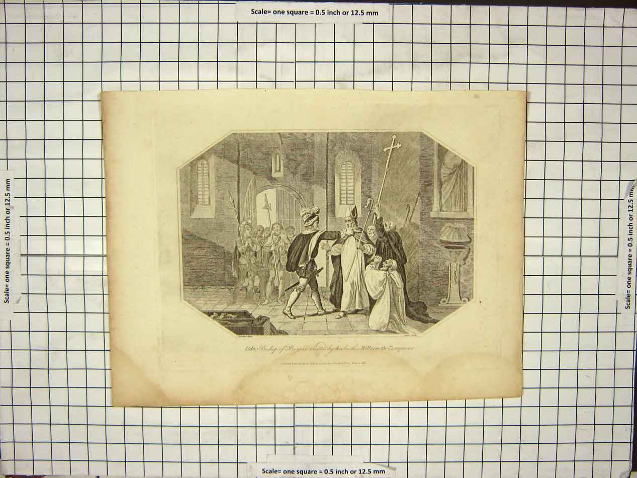Original Old Antique Print Bishop Bayeux Arrested Siers