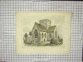 Original Old Antique Print Poynings Church Sussex Man Trees Windows