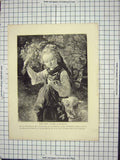 Original Old Antique Print Pet Lamb Invention Stocking Room