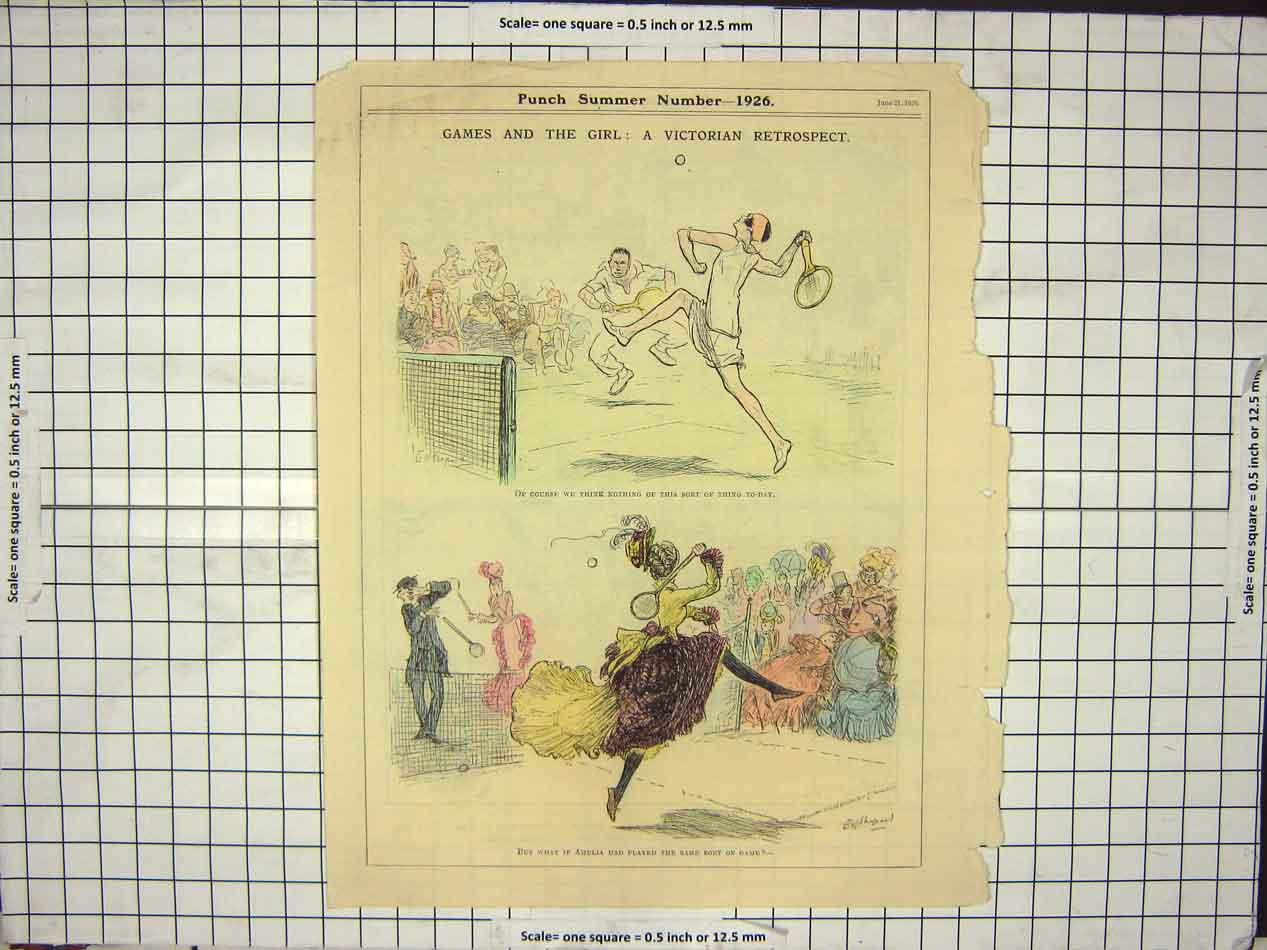 Original Old Vintage Print Games And Girl Punch Summer Number 1926 20th