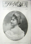 Original Old Antique Print The Sketch 1900 Listen To The Band 20th