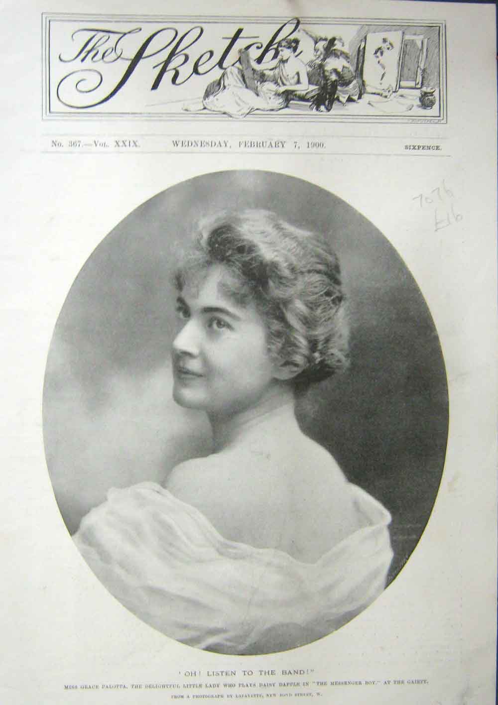 Original Old Antique Print The Sketch 1900 Listen To The Band 20th