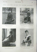 Original Old Antique Print The Sketch 1901 Queen Alexandra Two Daughters 20th