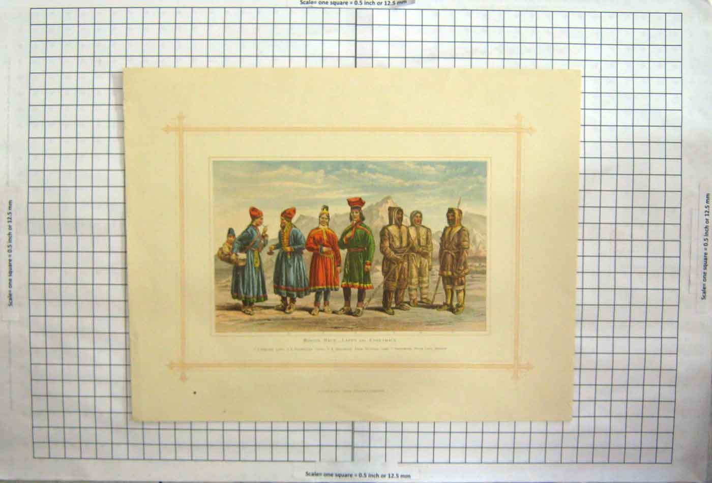 Original Old Antique Print Mongol Race Lapps And Esquimaux