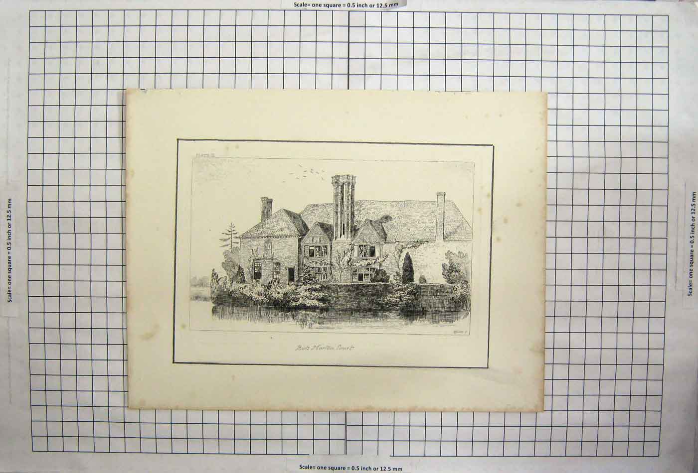 Original Old Antique Print Birt'S Morton Court Plate 12 House River
