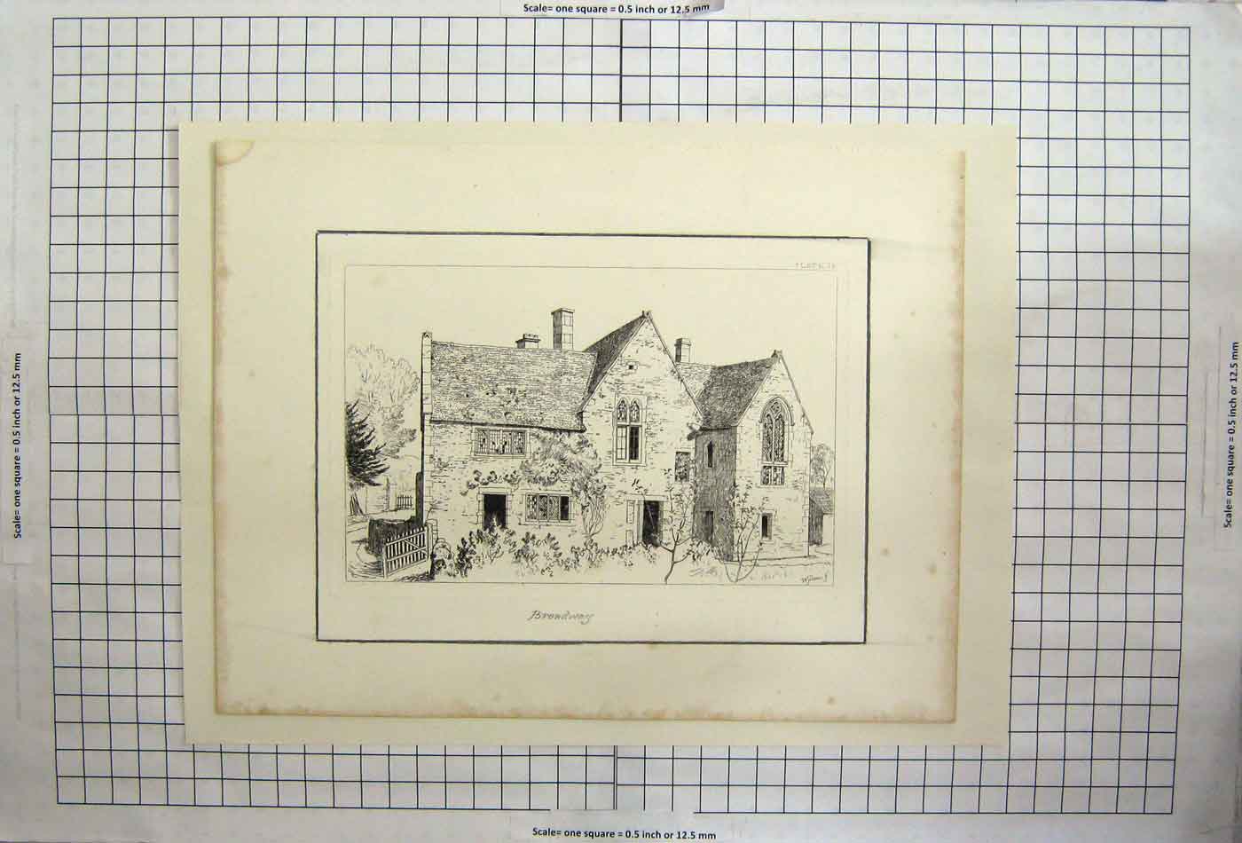Original Old Antique Print Broadway Hous Plate 14 Stain Glass Windows