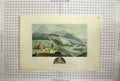 Original Old Antique Print Open Plains Huts Wild Animals Farming