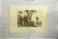 Original Old Antique Print Africa Weapons Spears Axe Guns Pink Bandanas