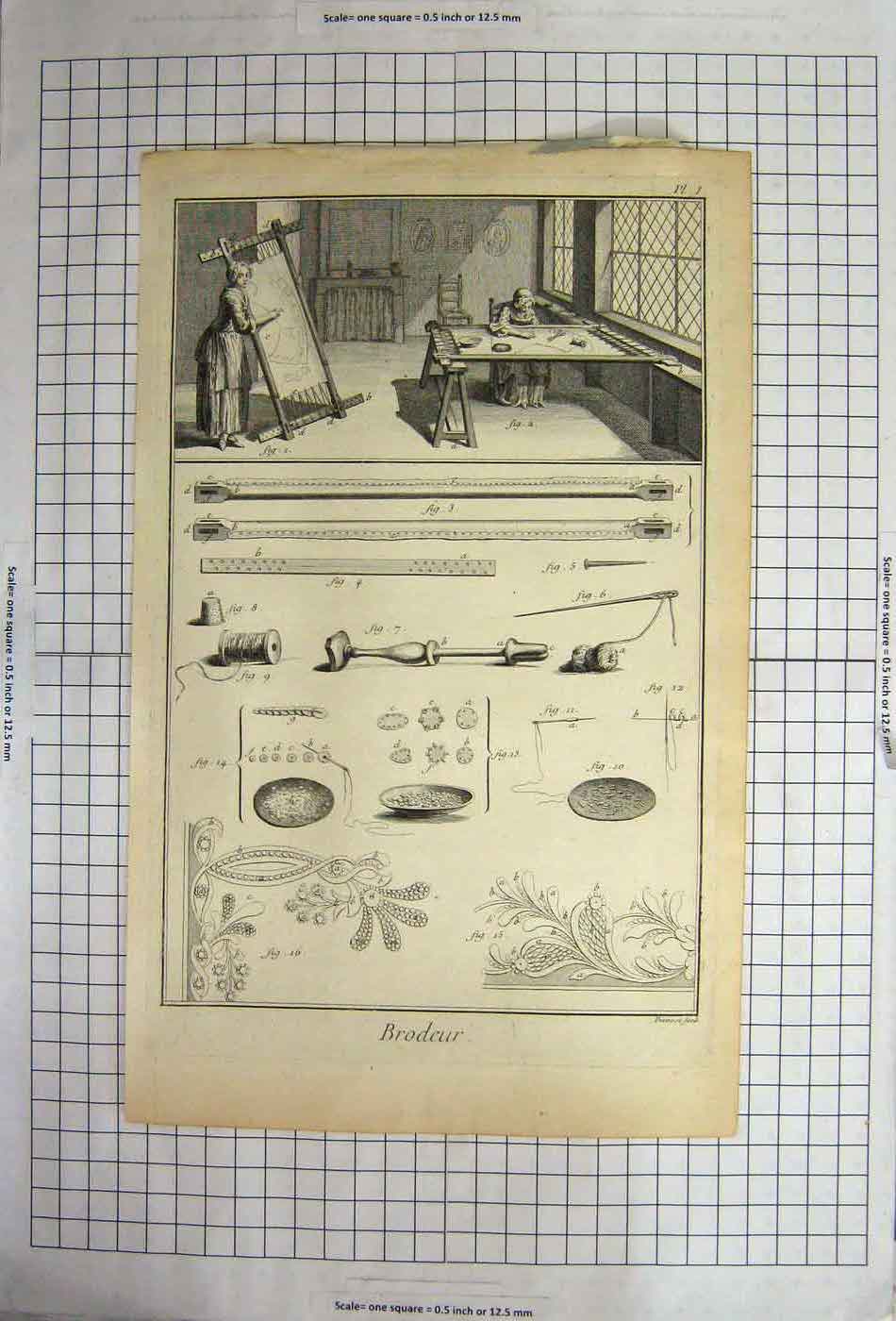 Original Old Antique Print Brodeur Prevost Fecit Figures 1-16