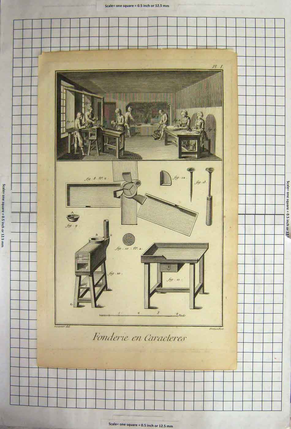 Original Old Antique Print Fonderie En Caracteres Goussier Prevoustofcit
