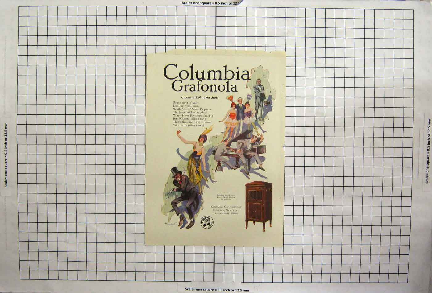 Original Old Antique Print Whiting Cook Inc Papers Columbia Grafonola