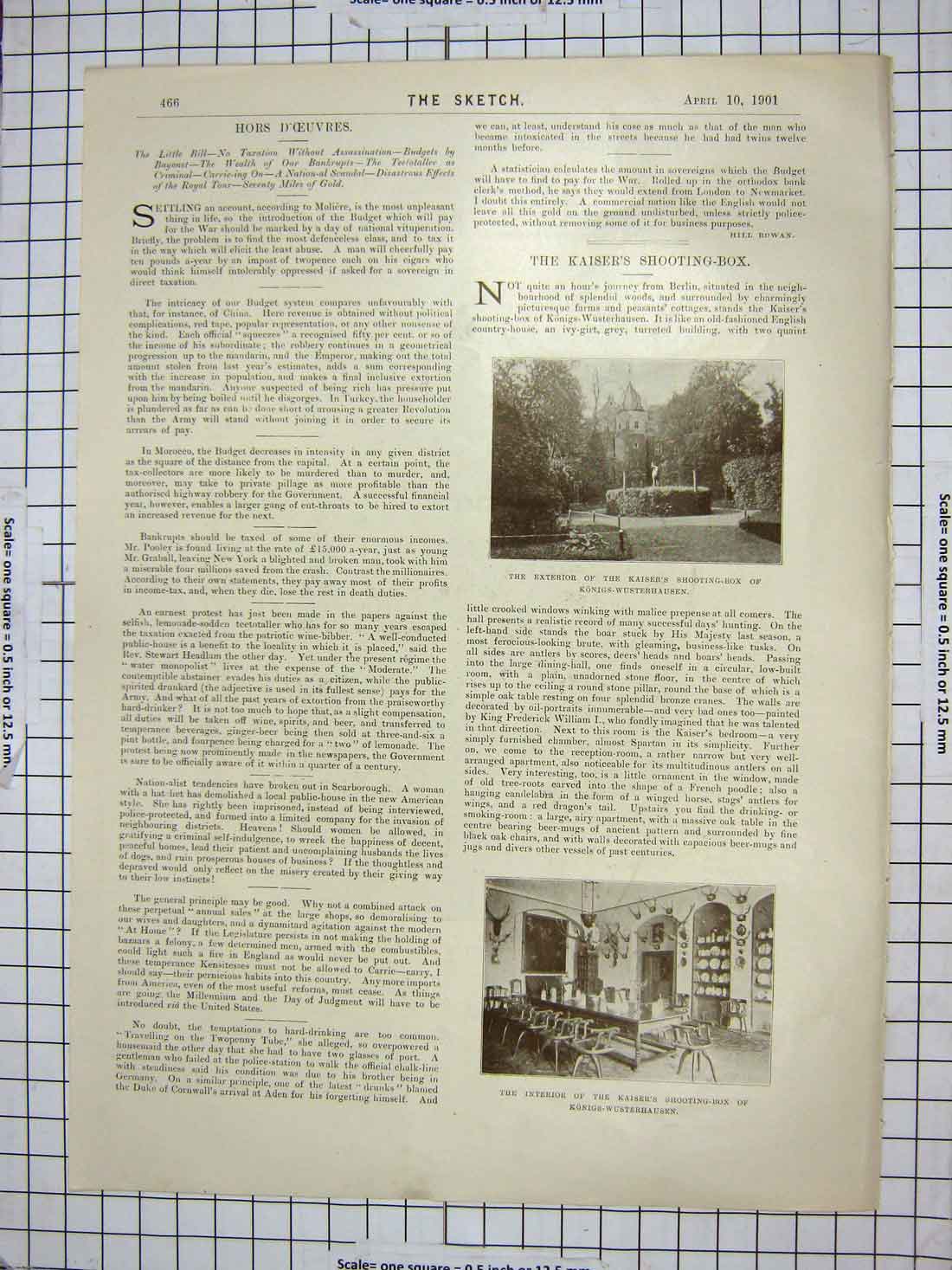 Original Old Antique Print Kaiser Shooting Konigs-Wusterhausen Moore Gibraltar