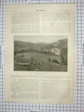 Original Old Antique Print Craig-Y-Nos Welsh Hom Madame Patti Tiber Bay Naples