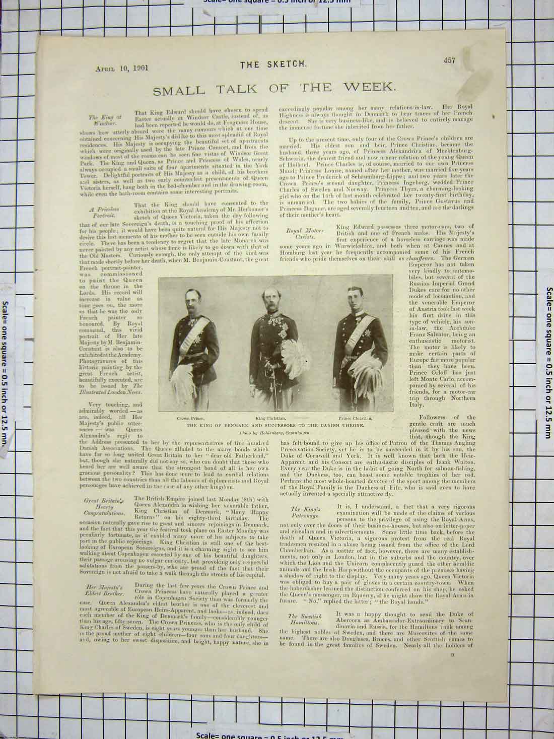 Old Antique Print King Denmark Christian Alfred Keep Arundel Castle Duke
