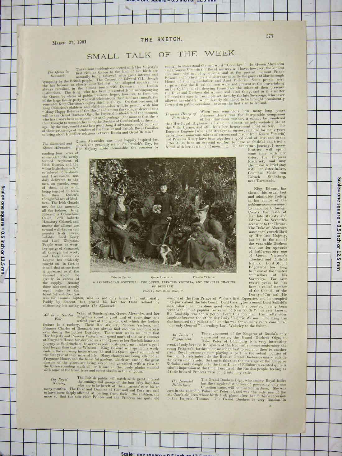 Old Antique Print Queen Victoria Charles Denmark Torby Tanderagee Castle