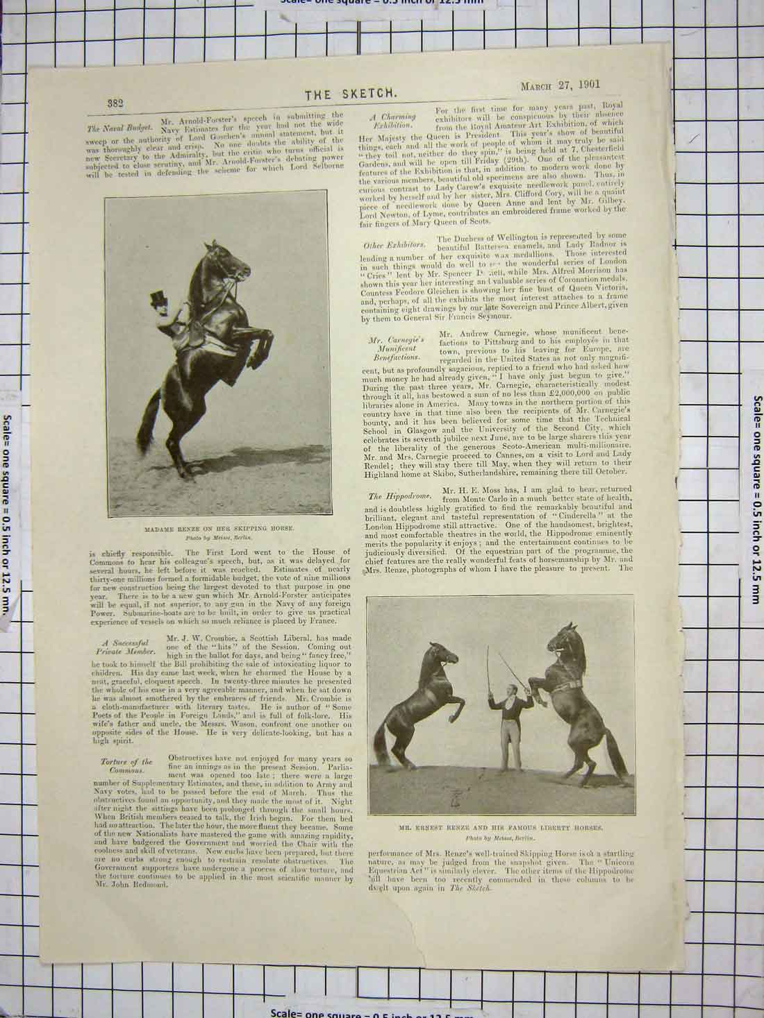 Old Antique Print Madame Renze Skipping Horse Ernest Cyprian Bridge War