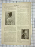 Old Antique Print Evelyn Millard Earl Howe Theatre Prince Victor Africa