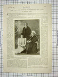 Old Antique Print Queen Victoria Duke Cornwall York Middy Bacchante Ship