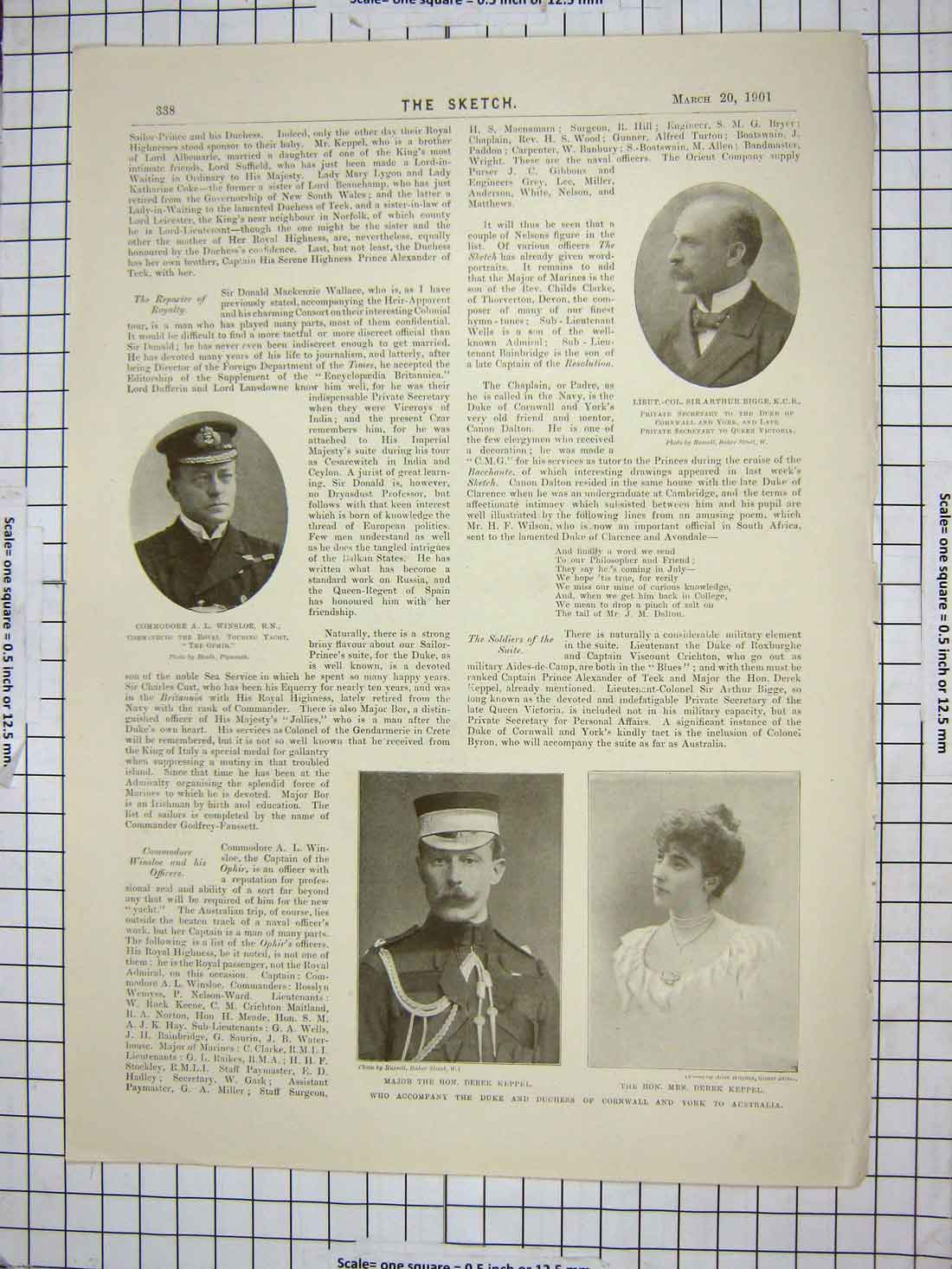 Original Old Antique Print Winsloe Bigge Keppel Children Duke Cornwall Albert