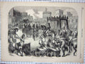 Original Old Antique Print 1861 Funeral Prince Consort Procession Chapel Horses