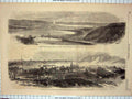 Original Old Antique Print 1866 View City Harbour Quebec Montmorency River Fire