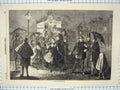 Old Antique Print 1863 Street Scene Wet Night Rain Bus Transport People 19th